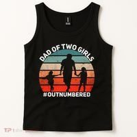 Dad Of Two Outnumbered Retro 2 Daughters Fathers Day Tank Top thumb 2