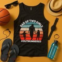 Dad Of Two Outnumbered Retro 2 Daughters Fathers Day Tank Top thumb 4