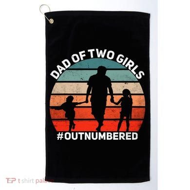 Dad Of Two Outnumbered Retro 2 Daughters Fathers Day Golf Towel