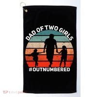 Dad Of Two Outnumbered Retro 2 Daughters Fathers Day Golf Towel thumb 0