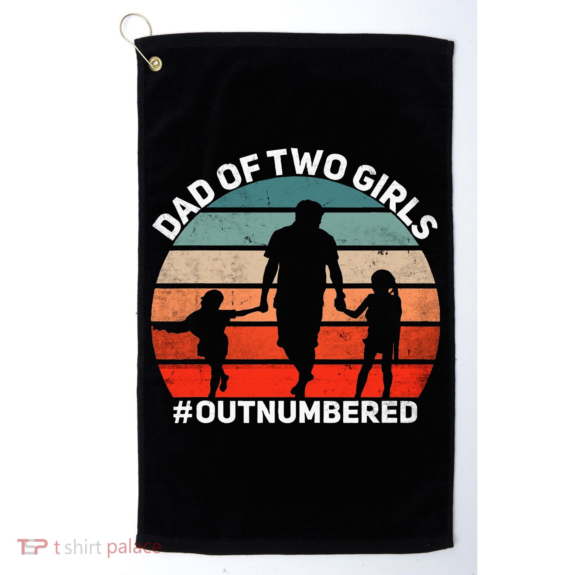Dad Of Two Outnumbered Retro 2 Daughters Fathers Day Golf Towel