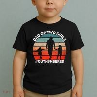 Dad Of Two Outnumbered Retro 2 Daughters Fathers Day Toddler T-Shirt thumb 2