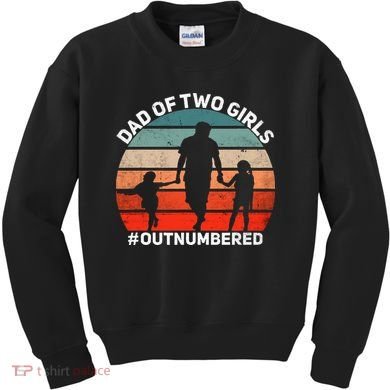 Dad Of Two Outnumbered Retro 2 Daughters Fathers Day Kids Sweatshirt