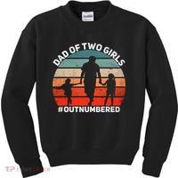 Dad Of Two Outnumbered Retro 2 Daughters Fathers Day Kids Sweatshirt thumb 0