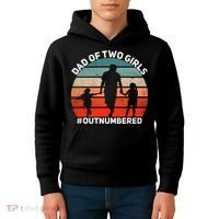 Dad Of Two Outnumbered Retro 2 Daughters Fathers Day Kids Hoodie thumb 4