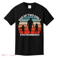 Dad Of Two Outnumbered Retro 2 Daughters Fathers Day Kids T-Shirt thumb 0