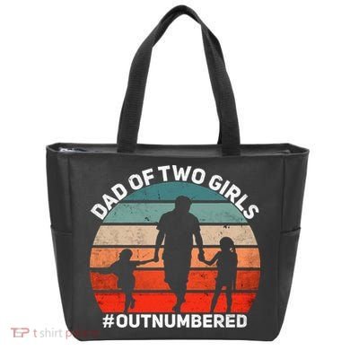 Dad Of Two Outnumbered Retro 2 Daughters Fathers Day Tote Bag