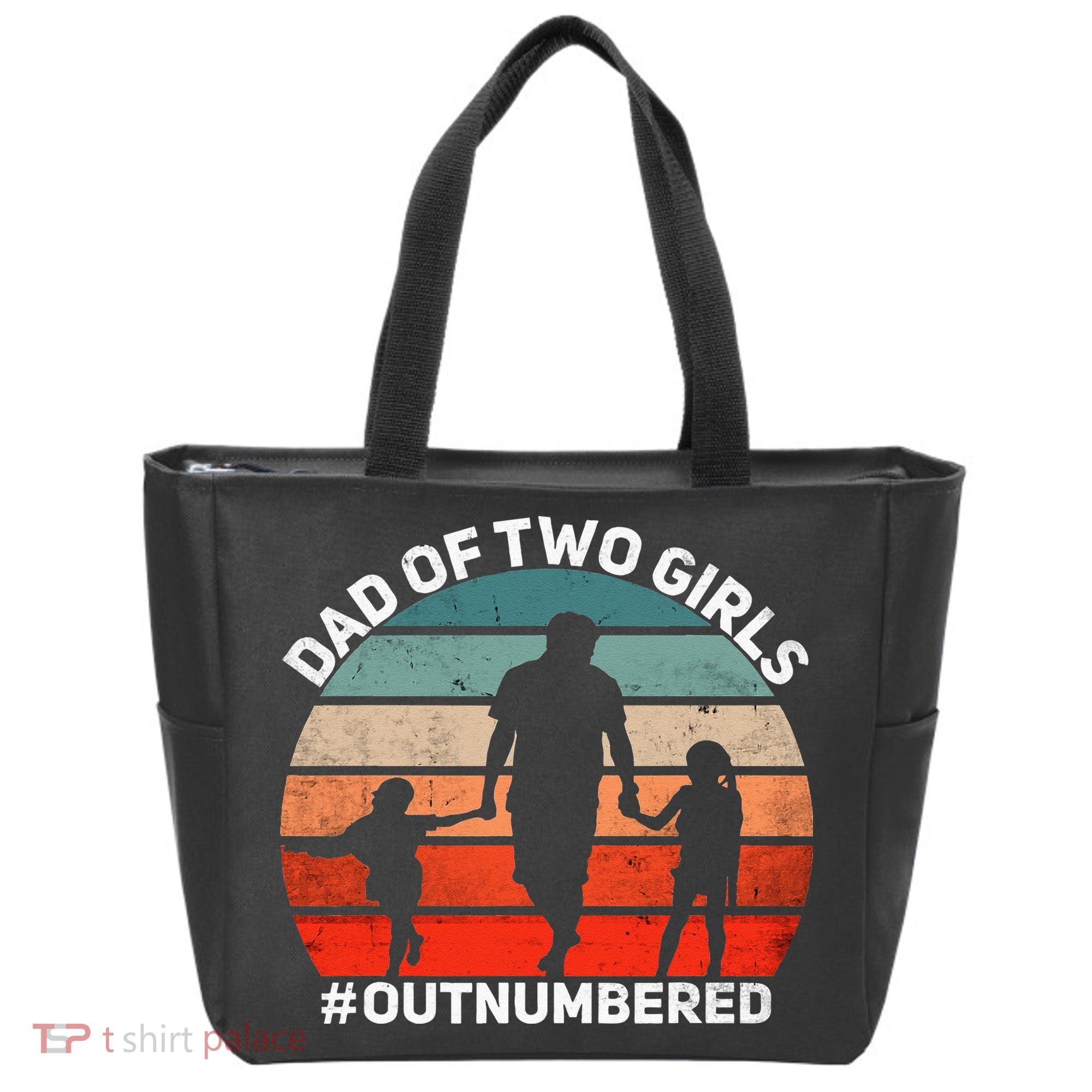 Dad Of Two Outnumbered Retro 2 Daughters Fathers Day Tote Bag