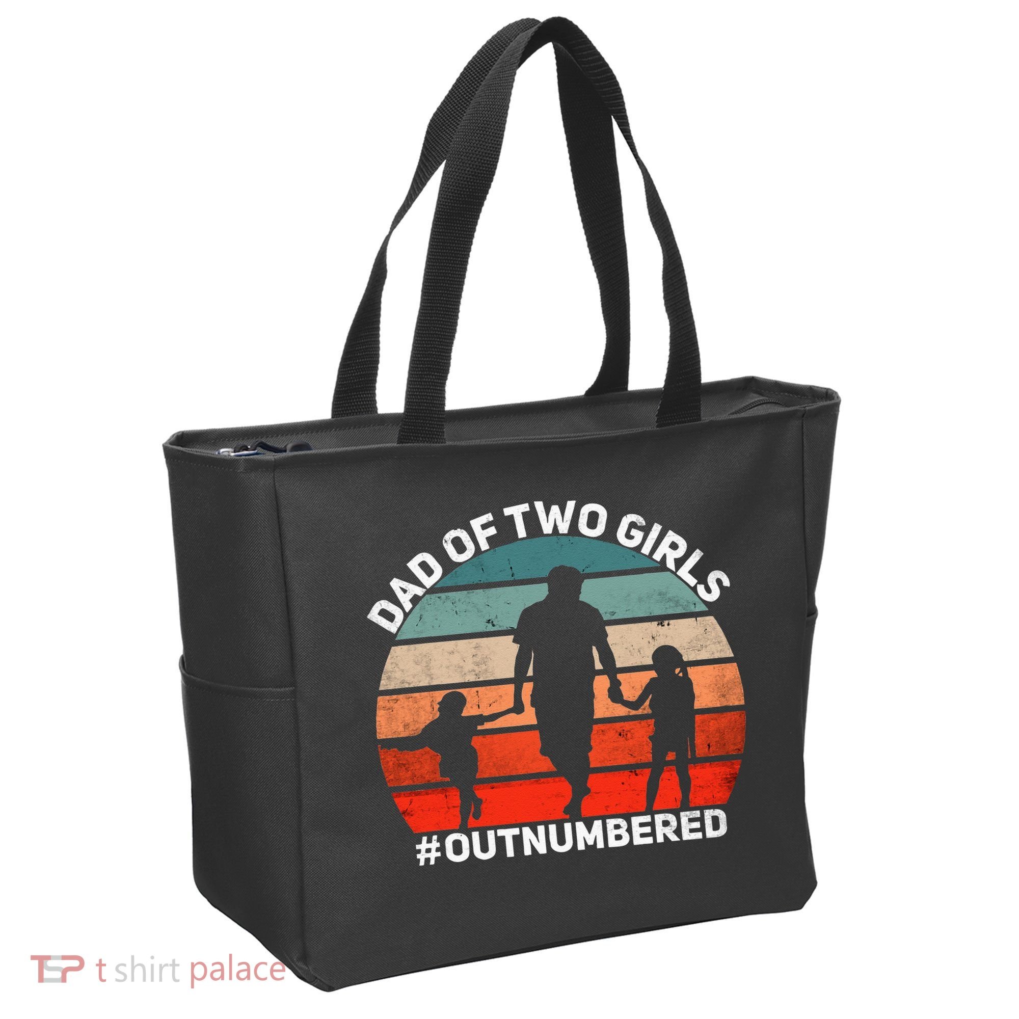 Dad Of Two Outnumbered Retro 2 Daughters Fathers Day Tote Bag