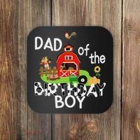 Dad Of The Birthday Boy Barnyard Farm Animals Tractor Party Coaster thumb 0