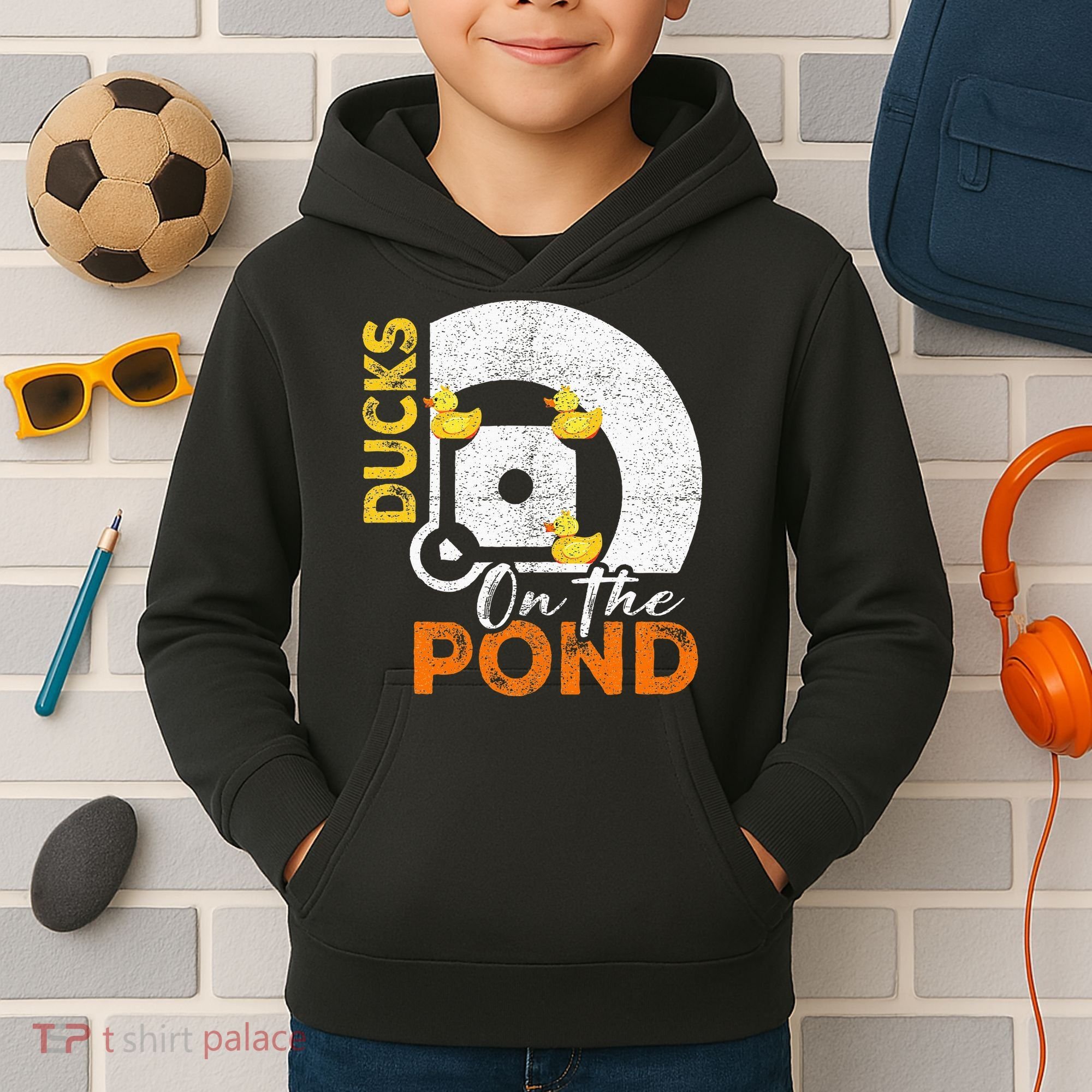 Ducks On The Pond Baseball Field Softball Saying Kids Hoodie