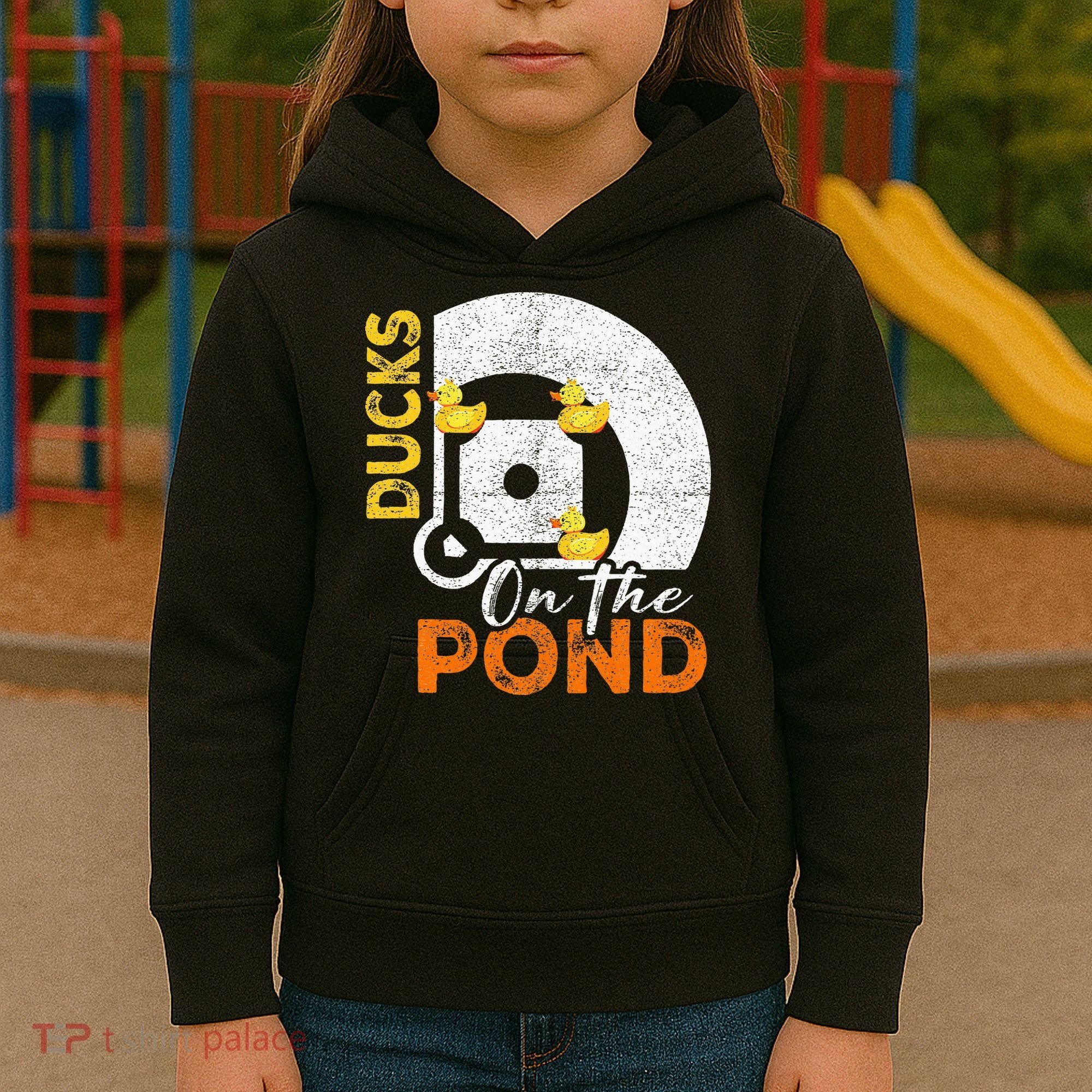 Ducks On The Pond Baseball Field Softball Saying Kids Hoodie