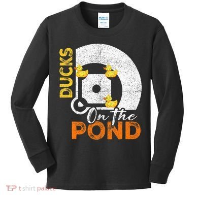 Ducks On The Pond Baseball Field Softball Saying Kids Long Sleeve Shirt