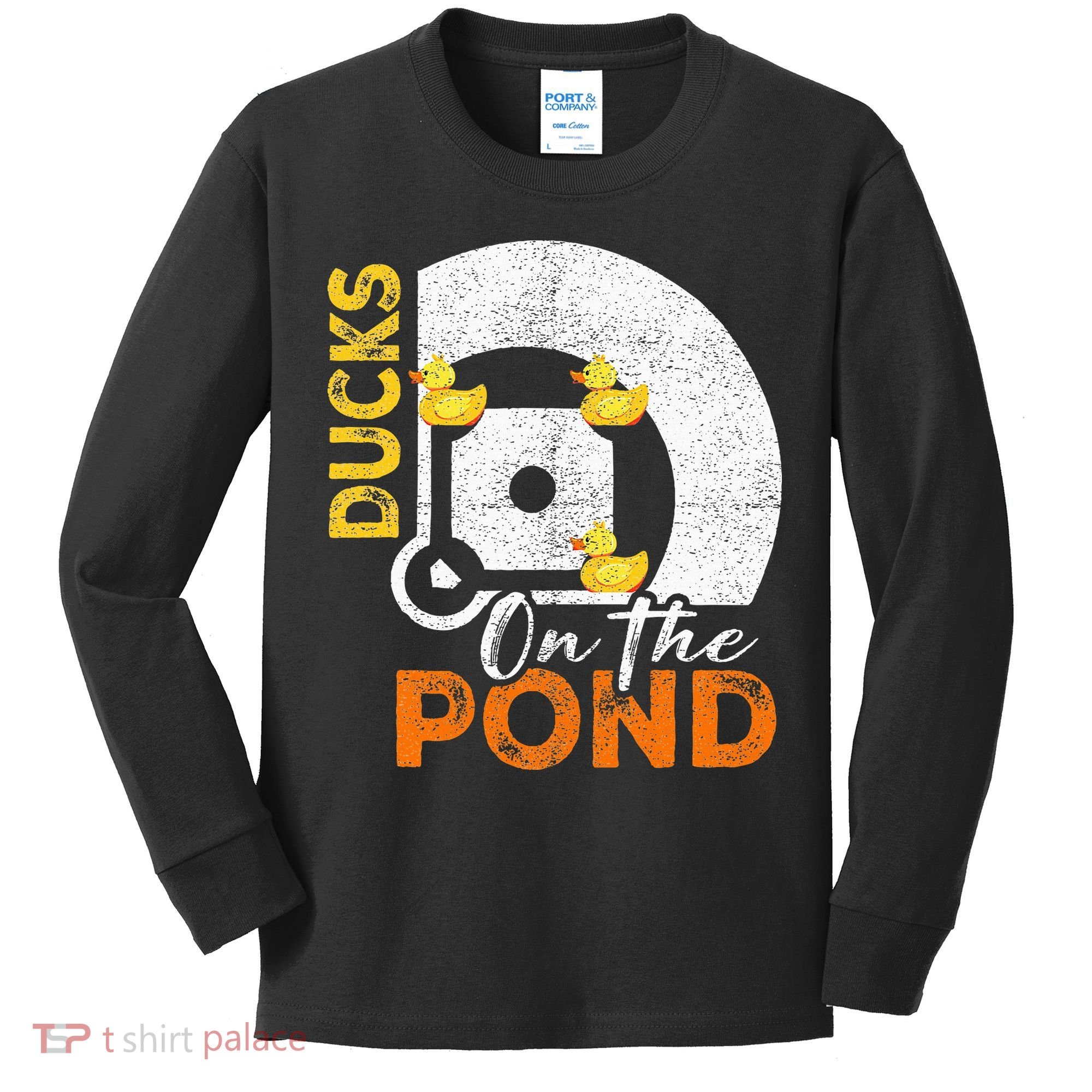 Ducks On The Pond Baseball Field Softball Saying Kids Long Sleeve Shirt