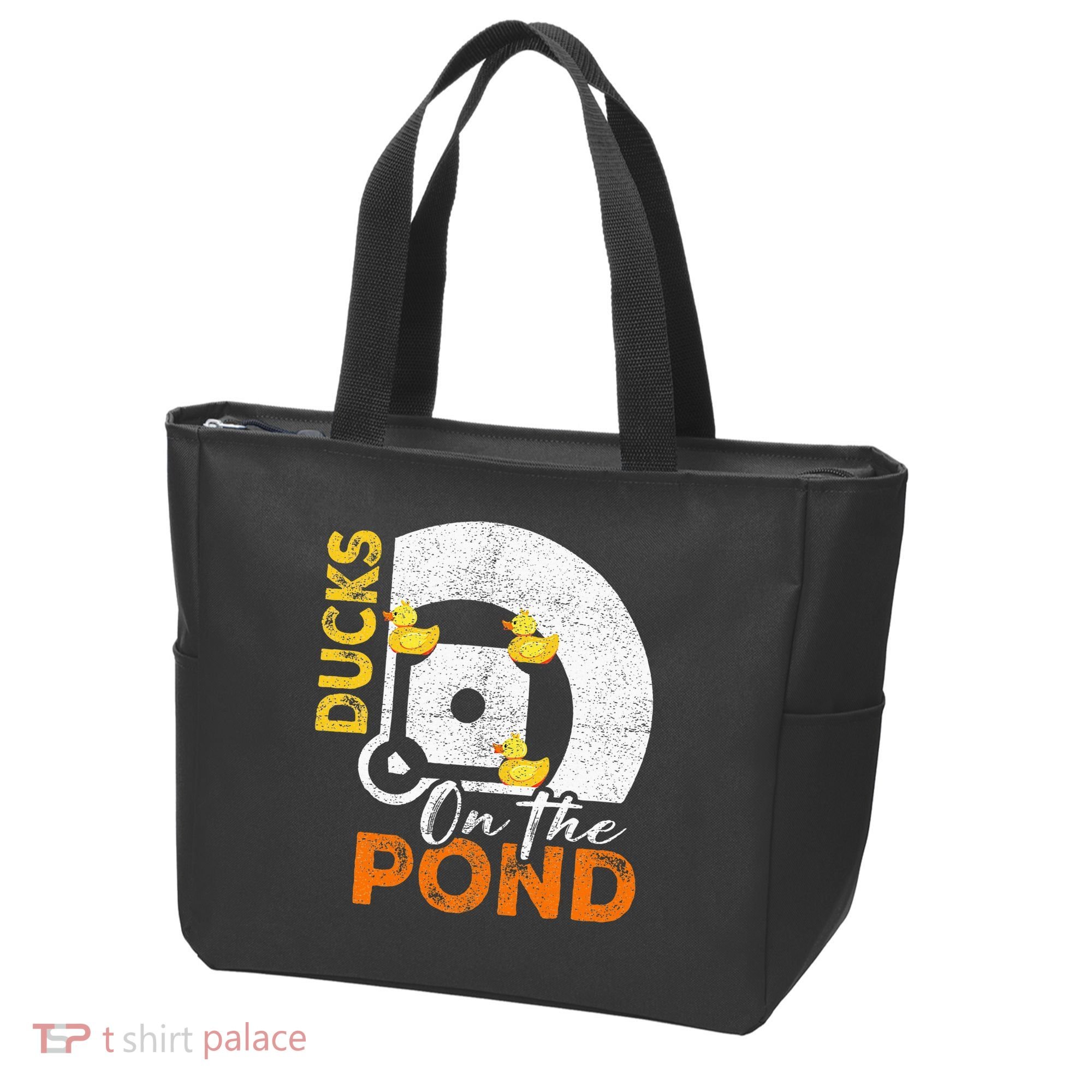 Ducks On The Pond Baseball Field Softball Saying Tote Bag