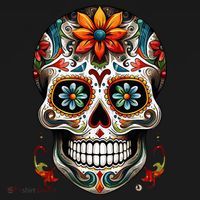 Day Of The Dead Inspired Sugar Skull Bucket Hat thumb 4