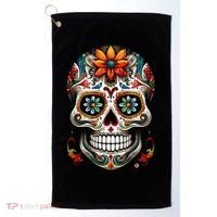 Day Of The Dead Inspired Sugar Skull Golf Towel thumb 0