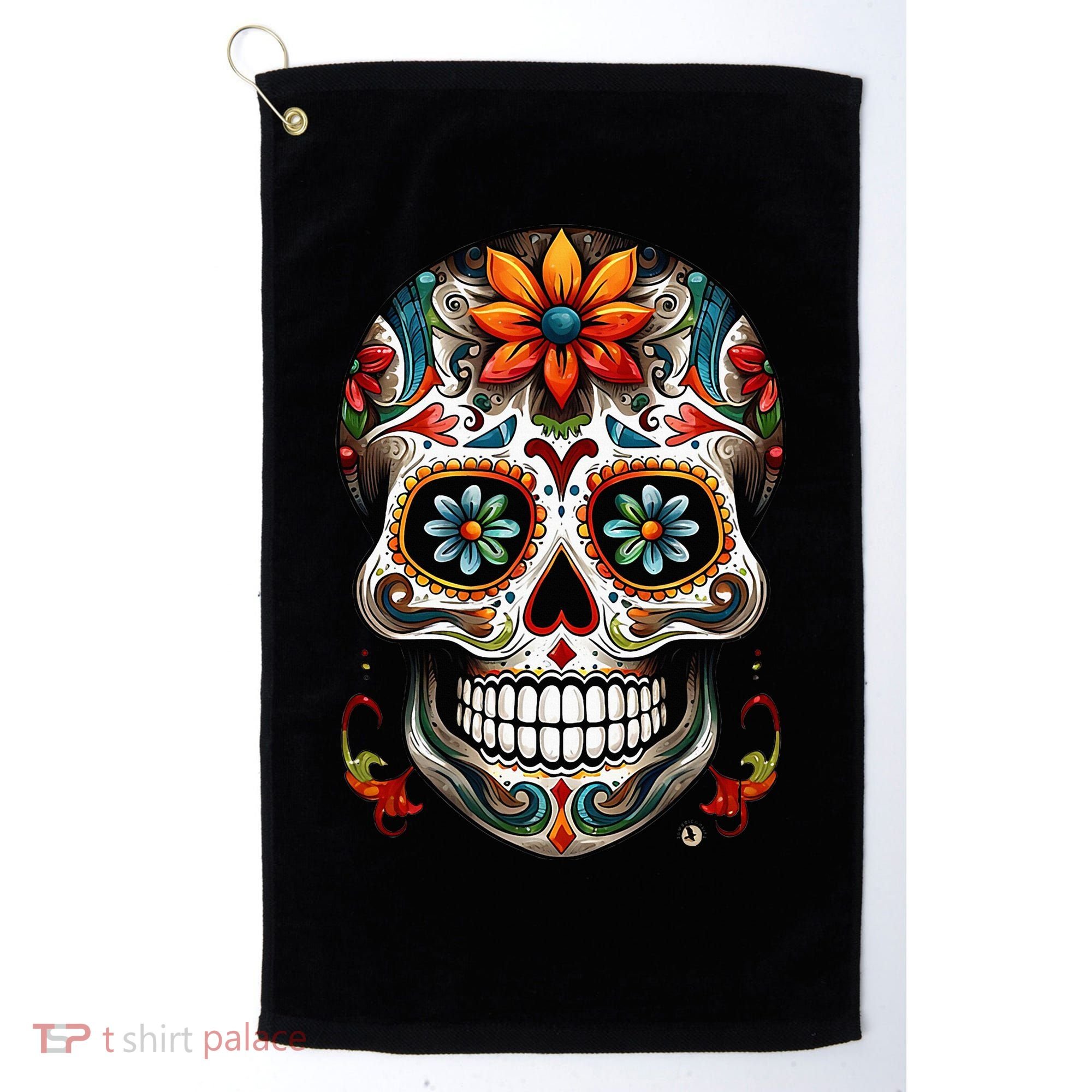 Day Of The Dead Inspired Sugar Skull Golf Towel