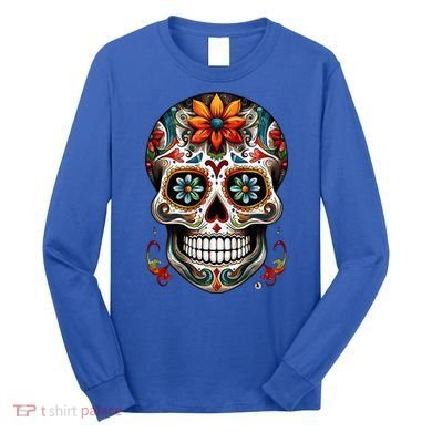Day Of The Dead Inspired Sugar Skull Long Sleeve Shirt