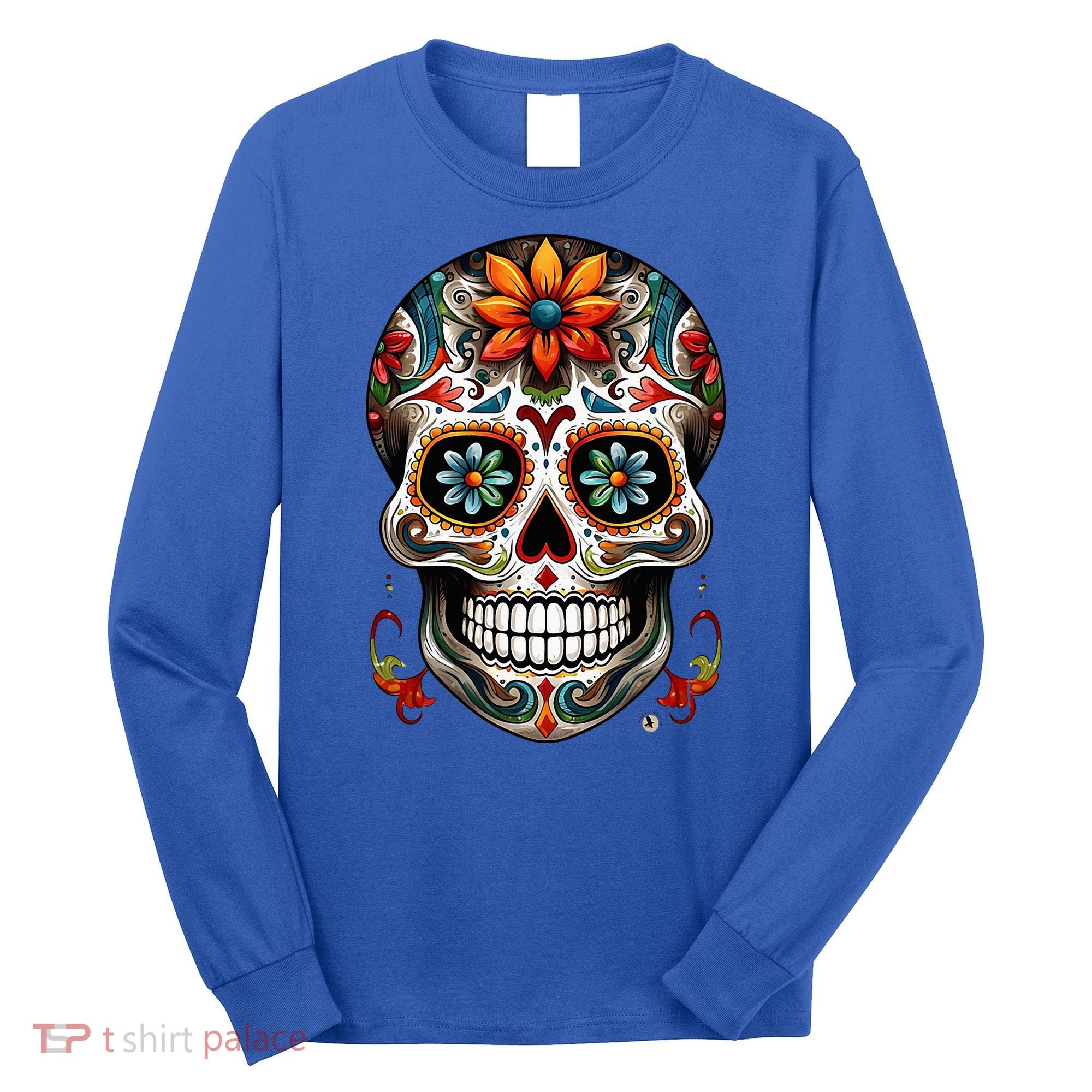 Day Of The Dead Inspired Sugar Skull Long Sleeve Shirt
