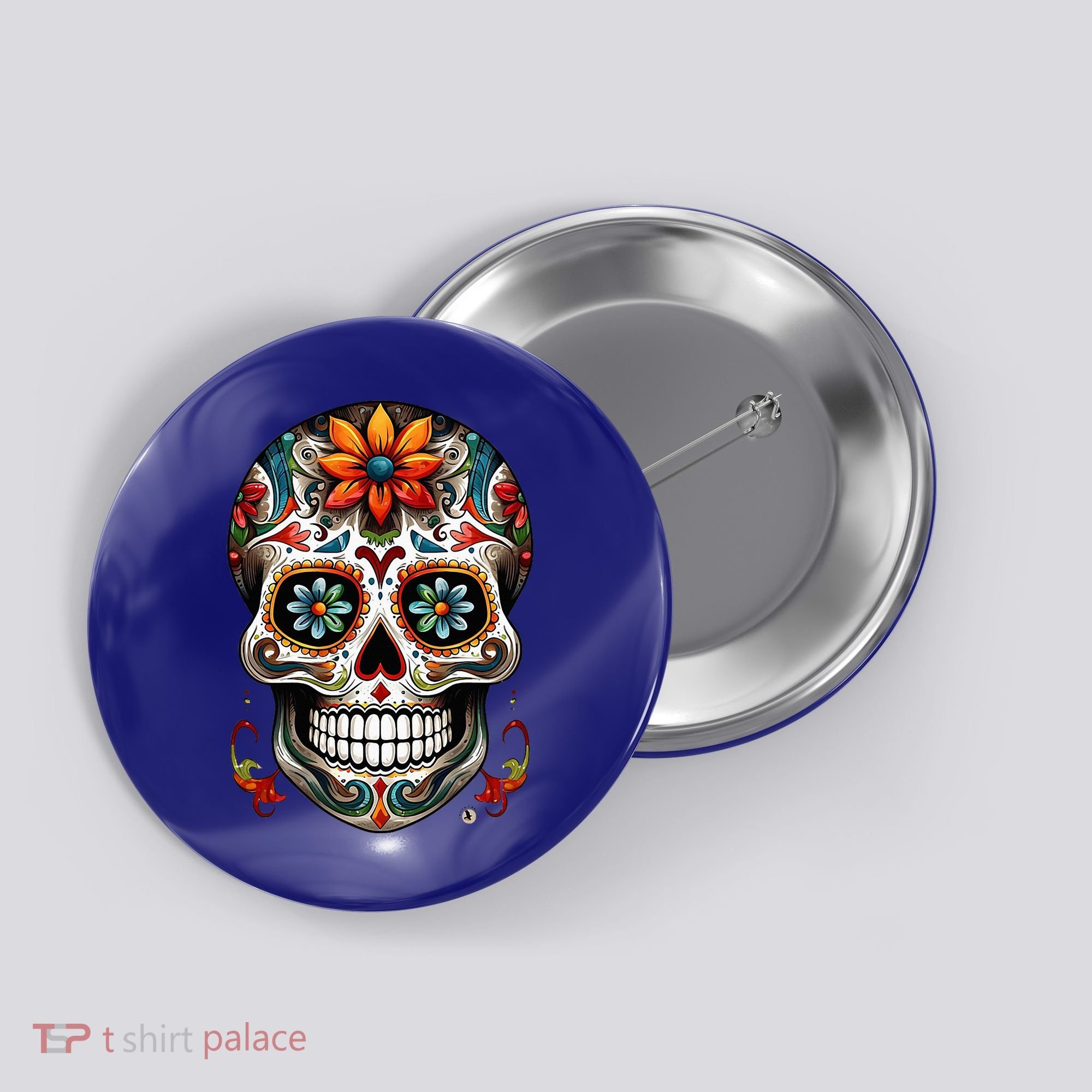 Day Of The Dead Inspired Sugar Skull Button