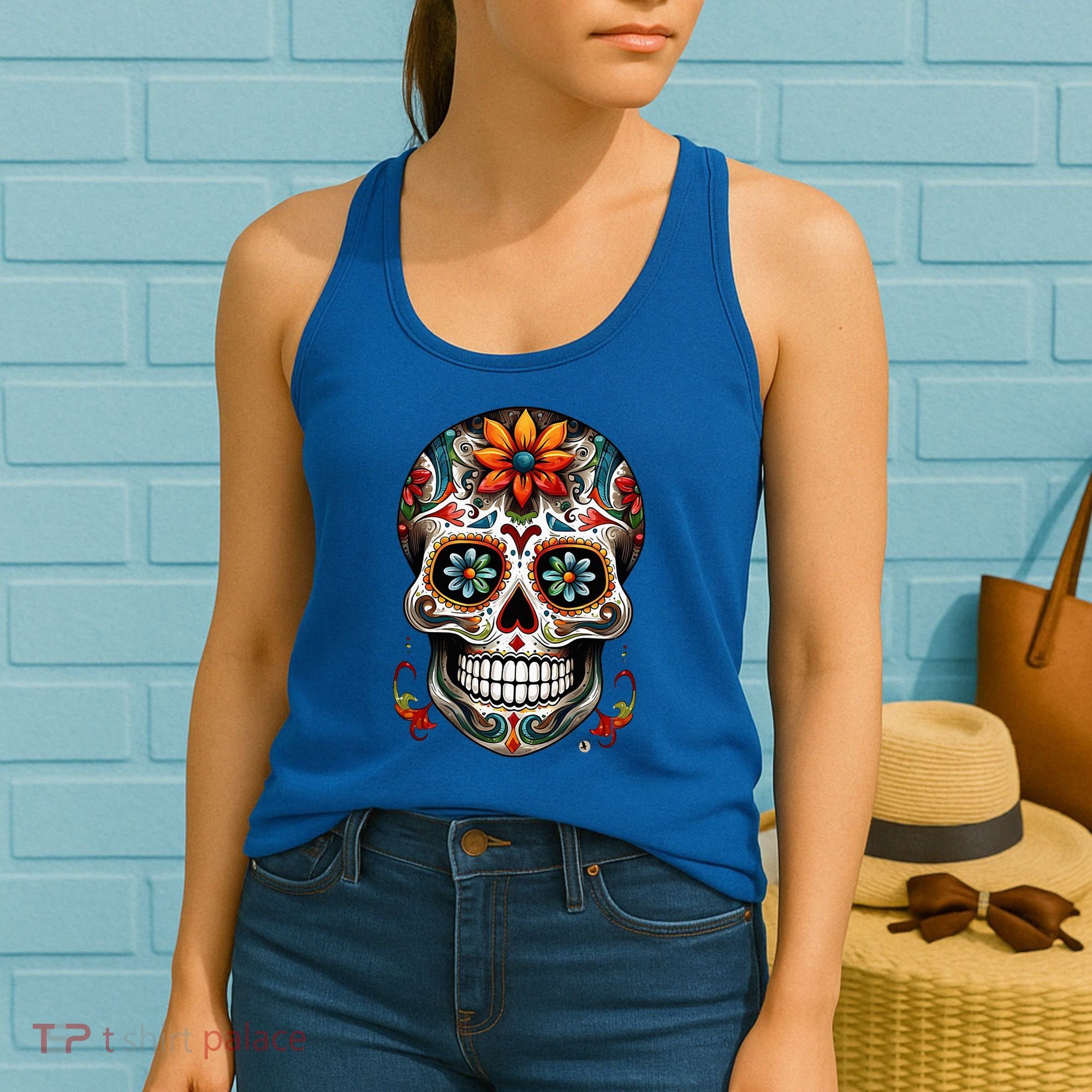 Day Of The Dead Inspired Sugar Skull Women's Tank Top