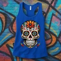 Day Of The Dead Inspired Sugar Skull Women's Tank Top thumb 3