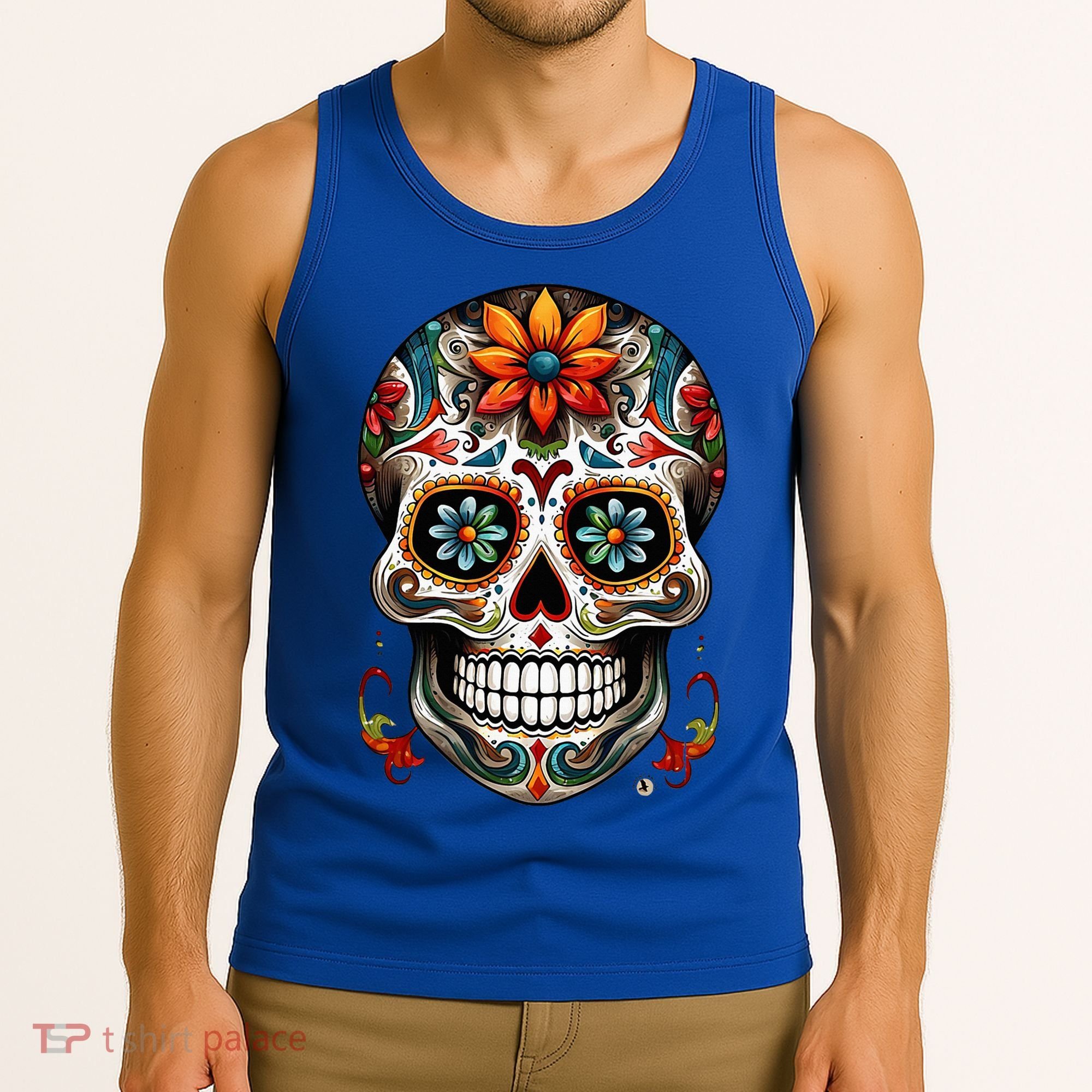 Day Of The Dead Inspired Sugar Skull Tank Top