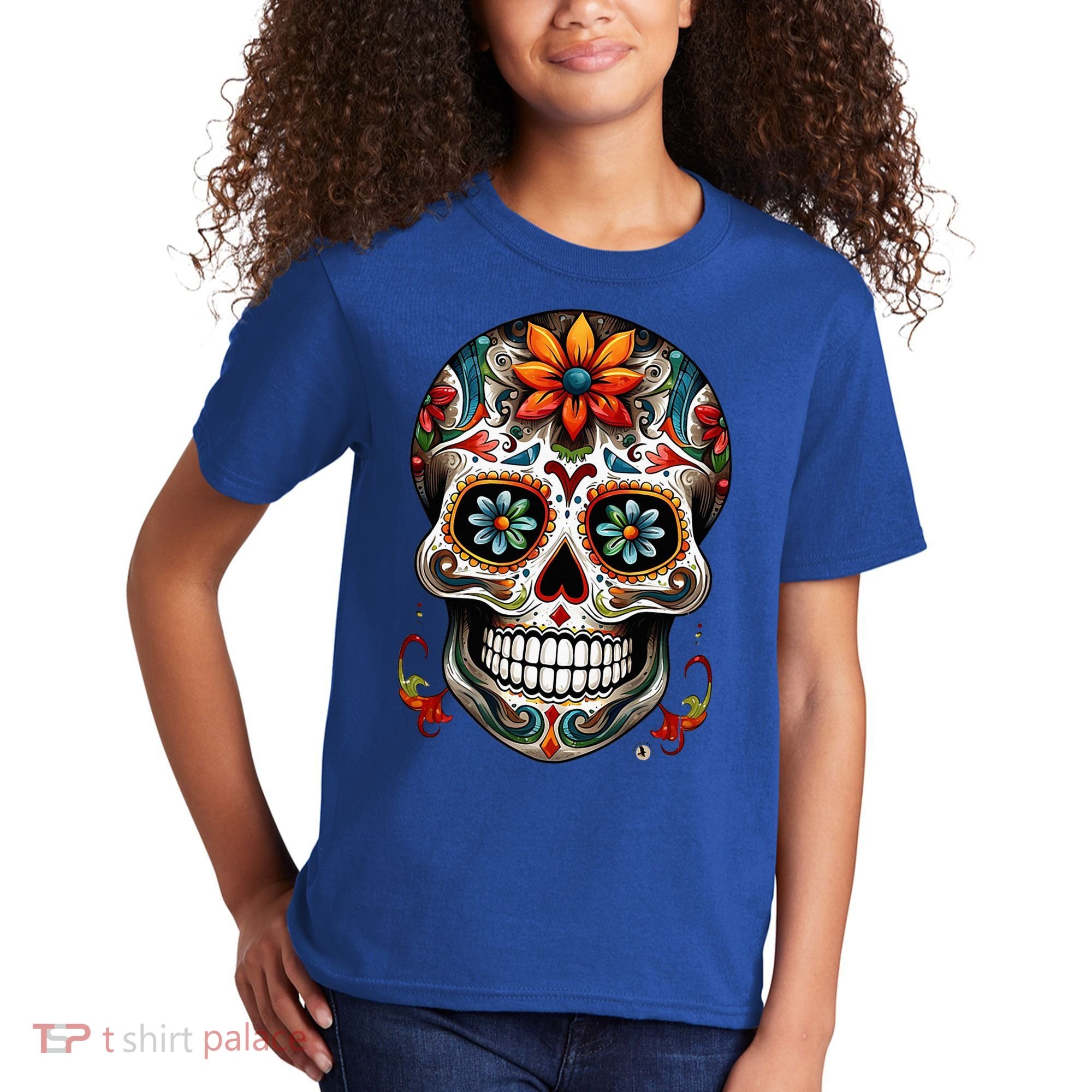 Day Of The Dead Inspired Sugar Skull Kids T-Shirt