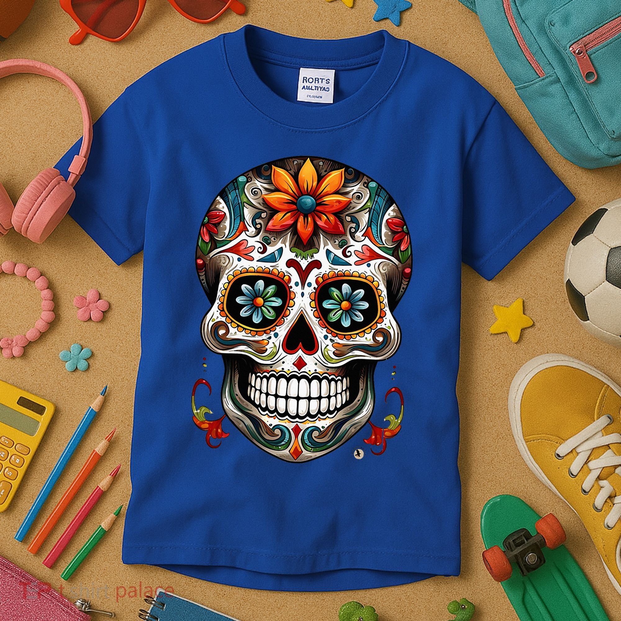 Day Of The Dead Inspired Sugar Skull Kids T-Shirt