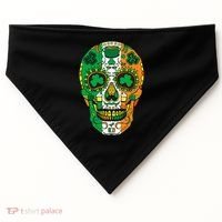 Day Of The Dead Irish Sugar Skull St Patricks Day USA-Made Doggie Bandana thumb 0