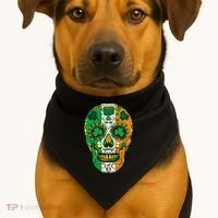 Day Of The Dead Irish Sugar Skull St Patricks Day USA-Made Doggie Bandana thumb 1