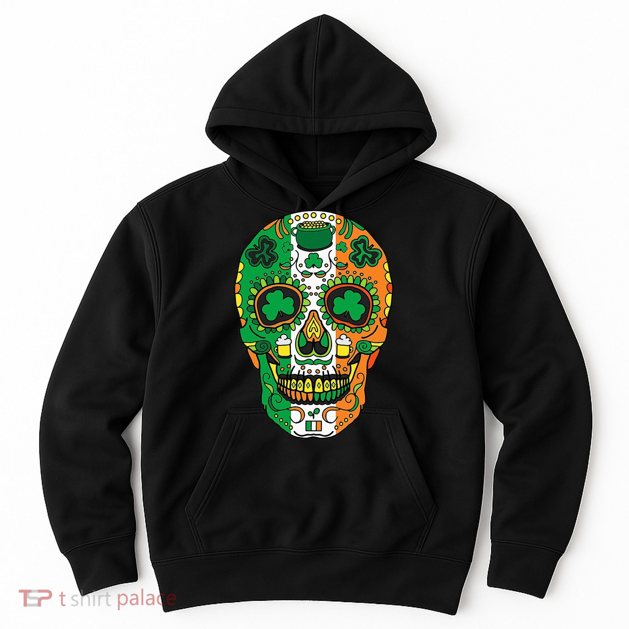 Day Of The Dead Irish Sugar Skull St Patricks Day Hoodie