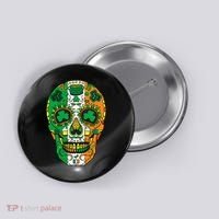 Day Of The Dead Irish Sugar Skull St Patricks Day Button thumb 0