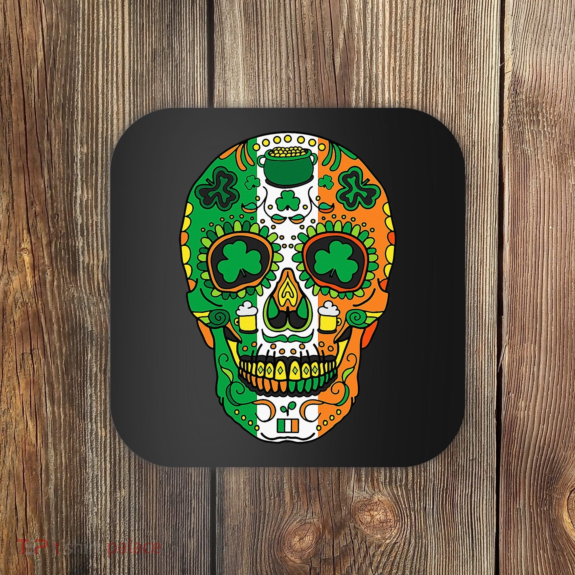 Day Of The Dead Irish Sugar Skull St Patricks Day Coaster
