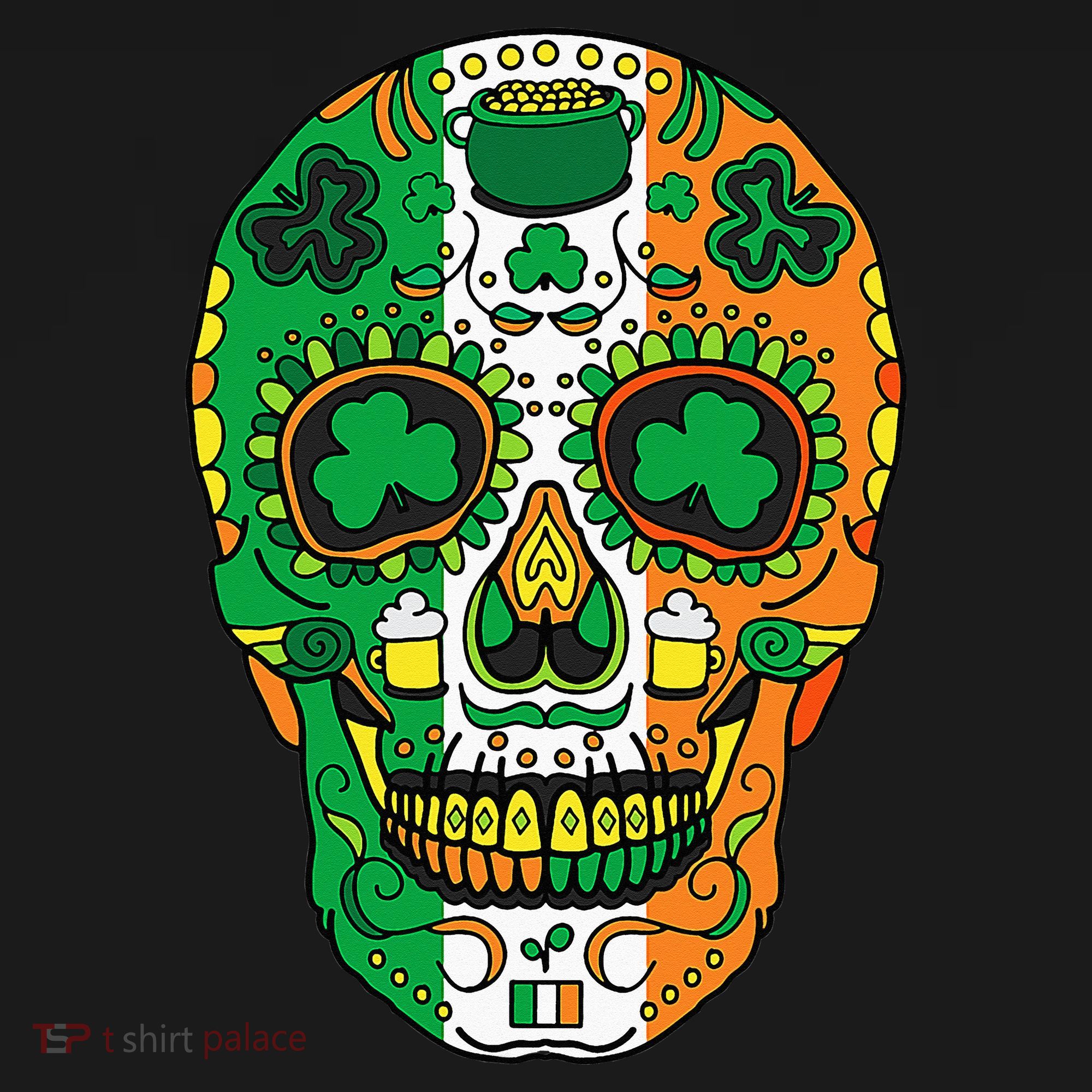 Day Of The Dead Irish Sugar Skull St Patricks Day Women's Tank Top