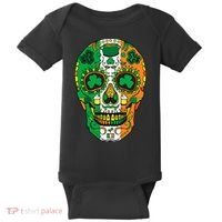 Day Of The Dead Irish Sugar Skull St Patricks Day Baby Bodysuit thumb 0