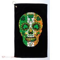 Day Of The Dead Irish Sugar Skull St Patricks Day Golf Towel thumb 0