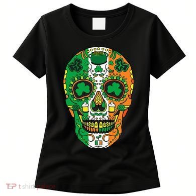 Day Of The Dead Irish Sugar Skull St Patricks Day Women's T-Shirt