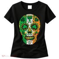 Day Of The Dead Irish Sugar Skull St Patricks Day Women's T-Shirt thumb 0