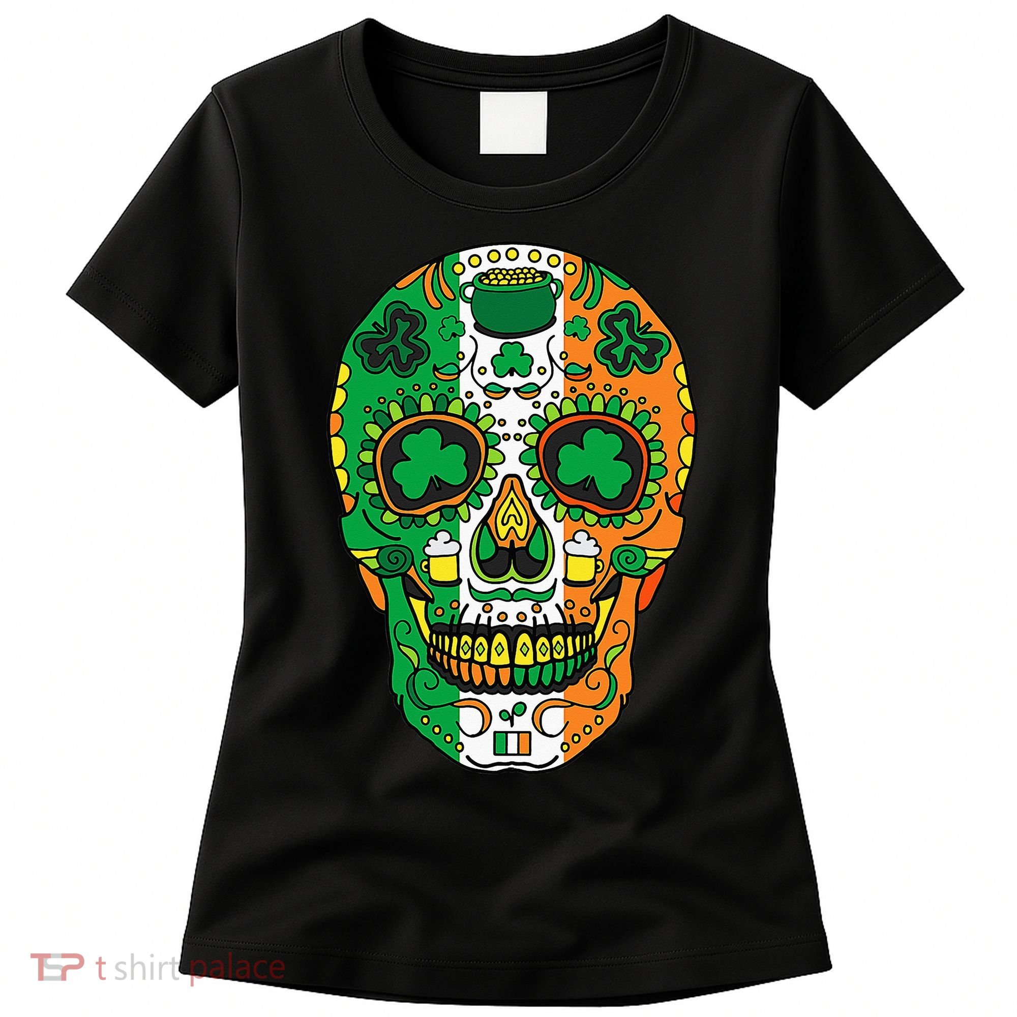 Day Of The Dead Irish Sugar Skull St Patricks Day Women's T-Shirt