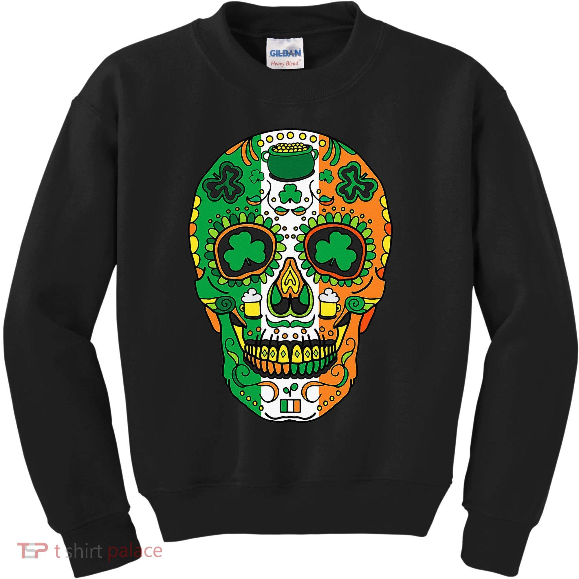 Day Of The Dead Irish Sugar Skull St Patricks Day Kids Sweatshirt