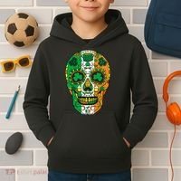 Day Of The Dead Irish Sugar Skull St Patricks Day Kids Hoodie thumb 2