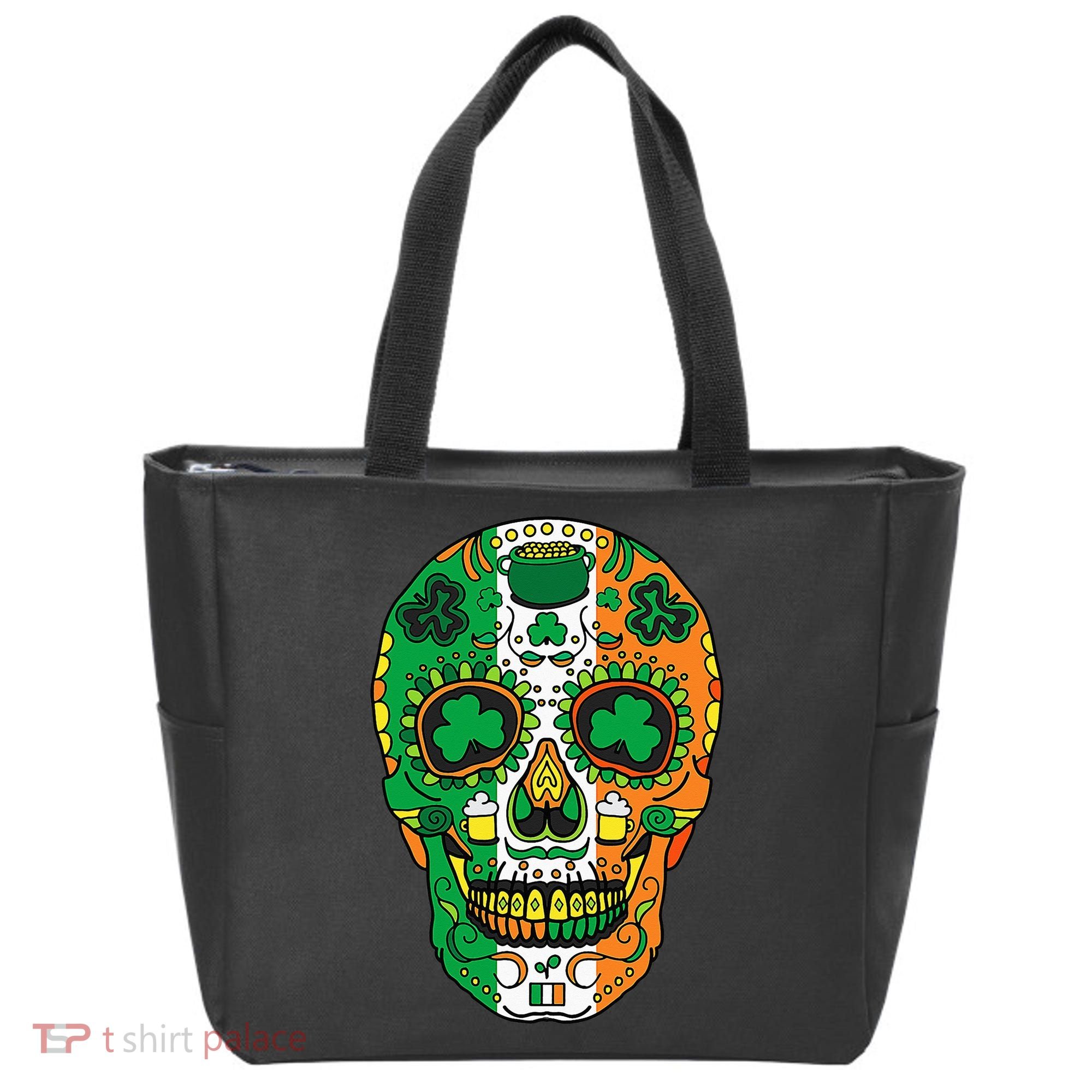 Day Of The Dead Irish Sugar Skull St Patricks Day Tote Bag