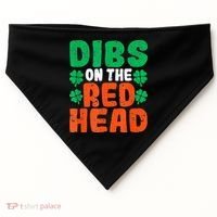 Dibs On The Redhead Irish Shamrock St Patrick's Day Drinking USA-Made Doggie Bandana thumb 0