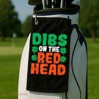Dibs On The Redhead Irish Shamrock St Patrick's Day Drinking Golf Towel thumb 2