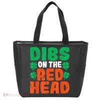 Dibs On The Redhead Irish Shamrock St Patrick's Day Drinking Tote Bag thumb 0