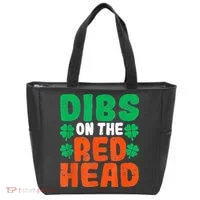 Dibs On The Redhead Irish Shamrock St Patrick's Day Drinking Tote Bag thumb 0