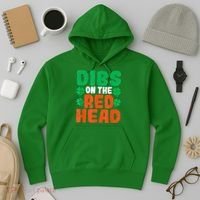 Dibs On The Redhead Irish Shamrock St Patrick's Day Drinking Hoodie thumb 3
