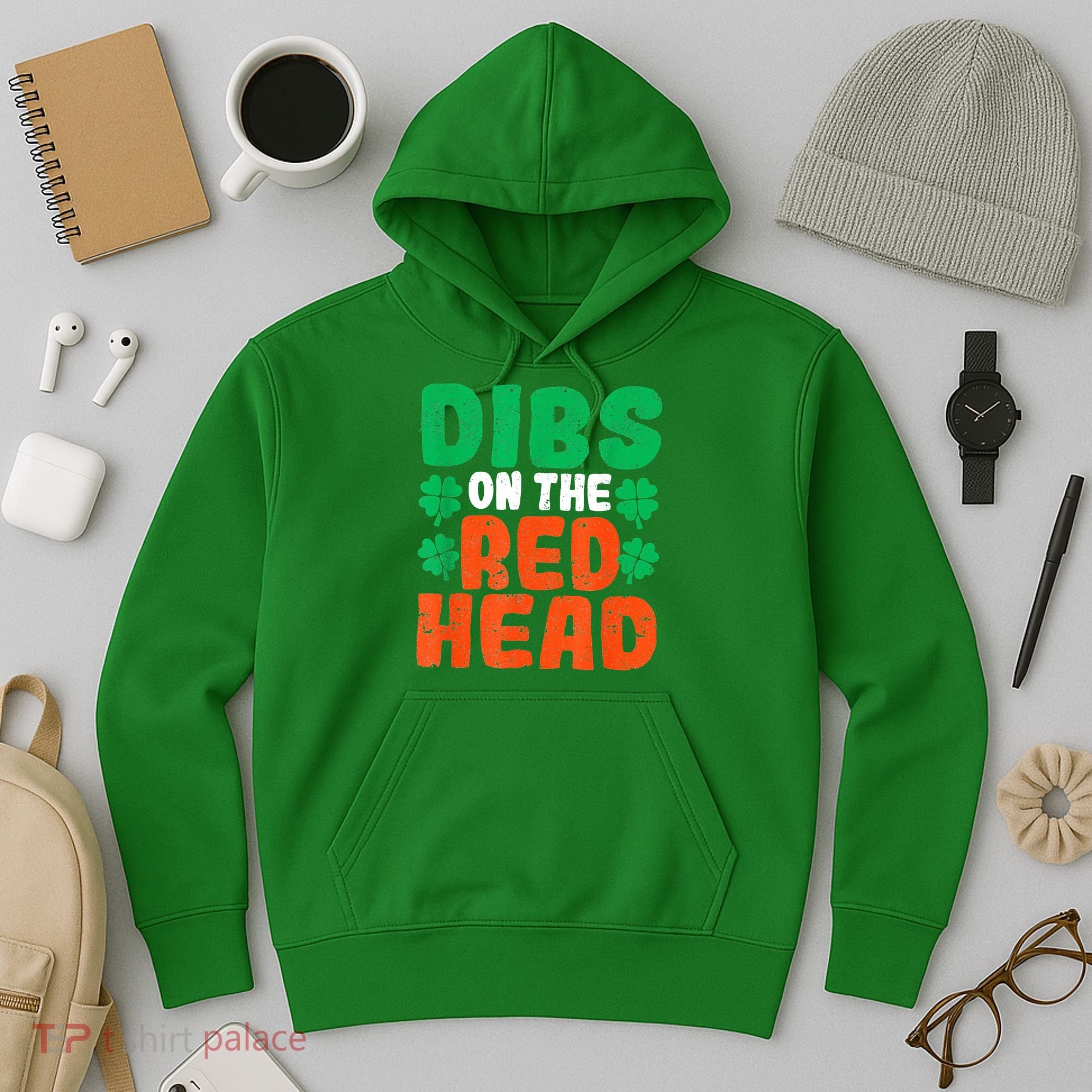 Dibs On The Redhead Irish Shamrock St Patrick's Day Drinking Hoodie